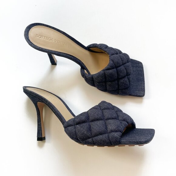 Bottega Veneta Matelasse Quilted Denim Mule Sandals Indigo Size EU 39 US 9 NEW - Picture 7 of 12